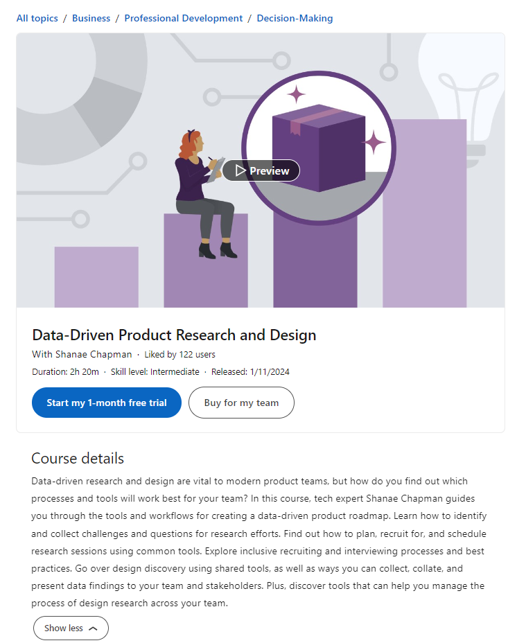 Data-Driven Product Research and Design course