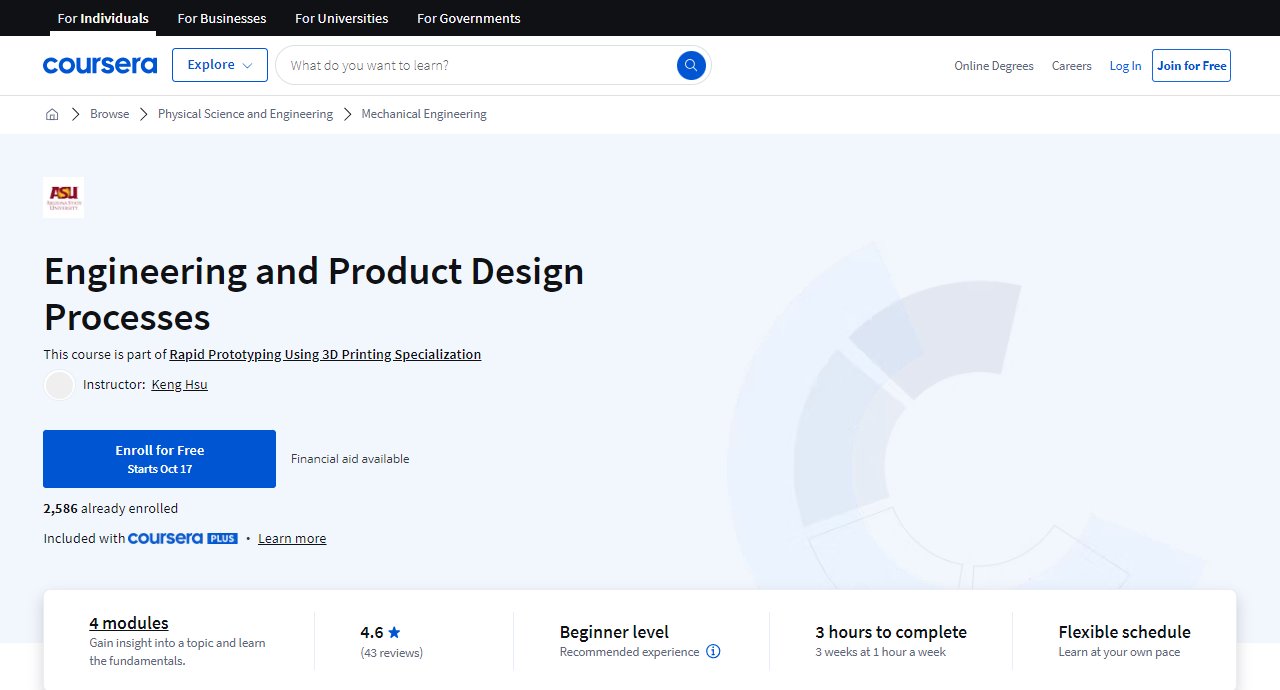 Engineering and Product Design Processes course
