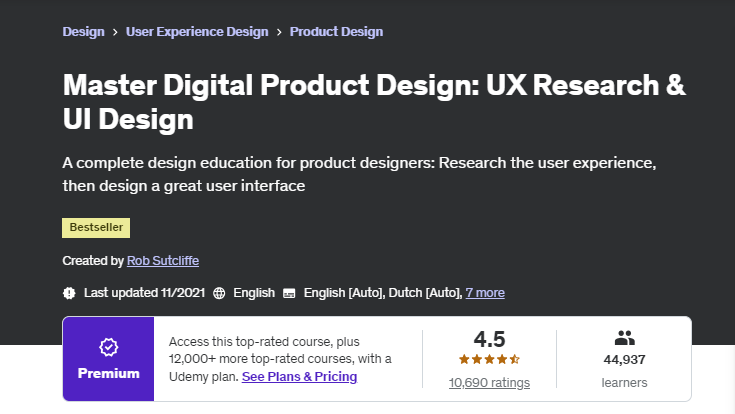 Master Digital Product Design: UX Research & UI Design course