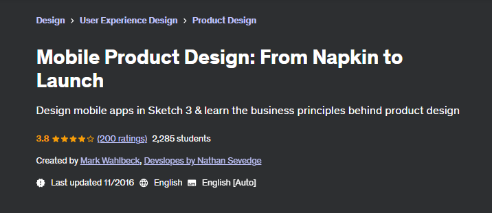 Mobile Product Design: From Napkin to Launch course