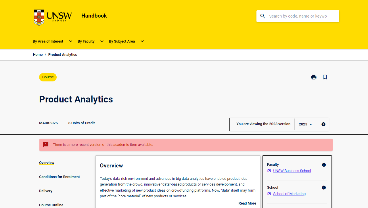 Product Analytics course landing page