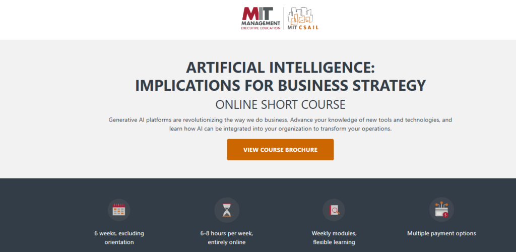 A screenshot of the landing page of the Artificial Intelligence Course