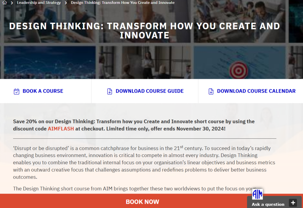 Screenshot of Design Thinking: Transform How You Create and Innovate course page