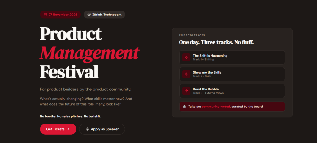 Banner dell'evento Product Management Festival 2026