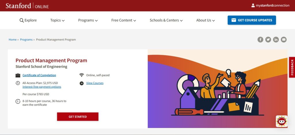 Product Management Program page screenshot