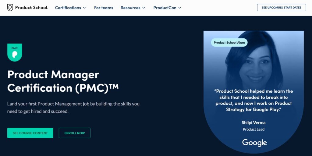 Product Manager Certification (PMC)™ course page screenshot