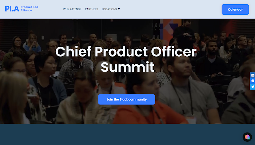 Chief Product Officer Summit website screenshot