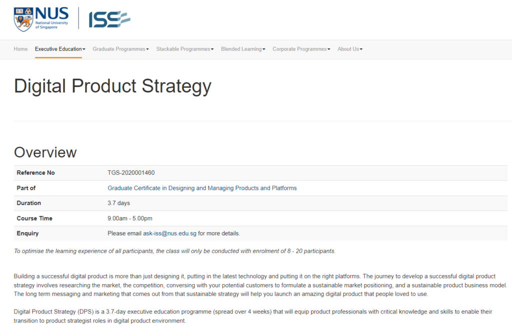The Digital Product Strategy course overview