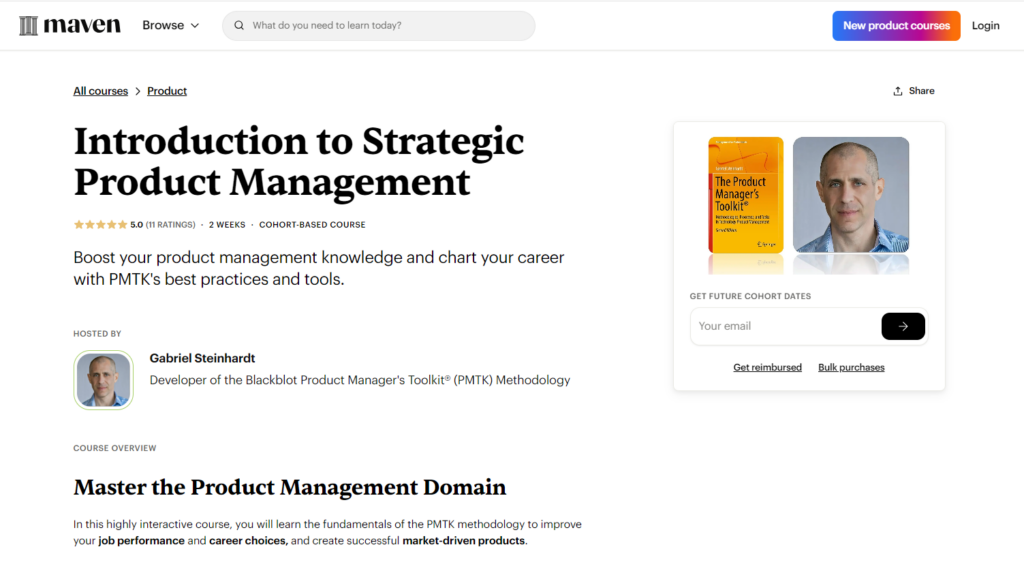 The Introduction to Strategic Product Management course landing page