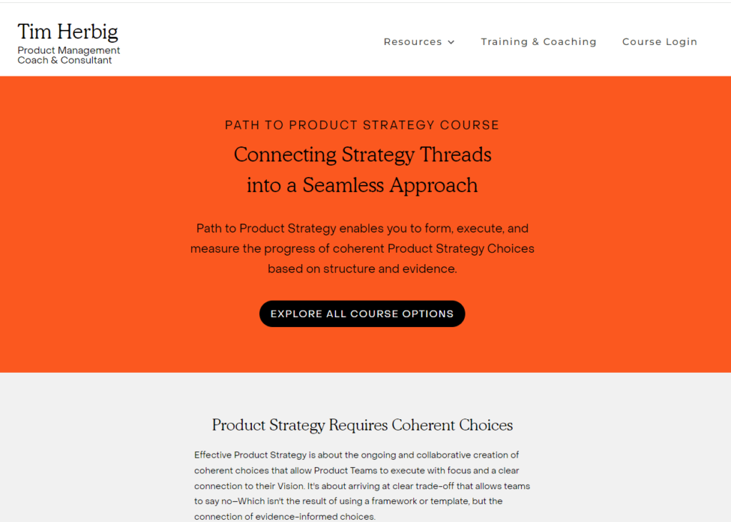 The Path to Product Strategy course overview page
