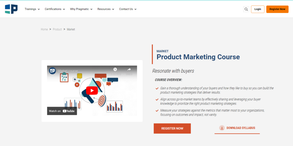 Market: Product Marketing Course page screenshot