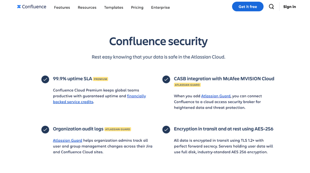 Confluence Security Safeguards screenshot