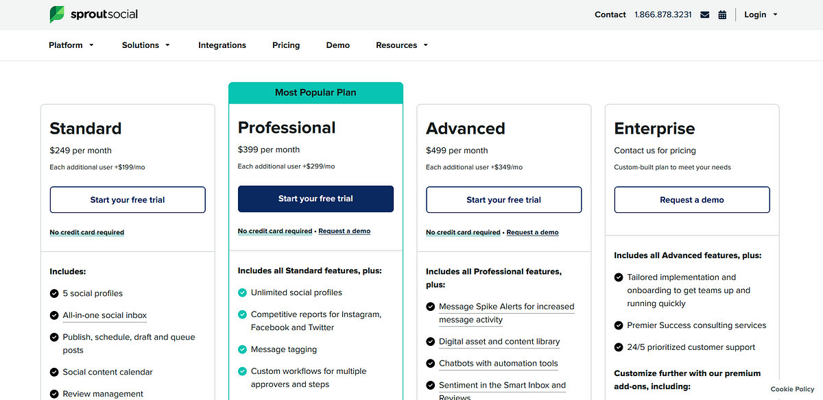 sprout social free trial screenshot