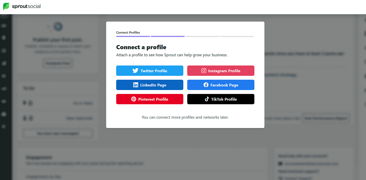 sprout social onboarding screenshot