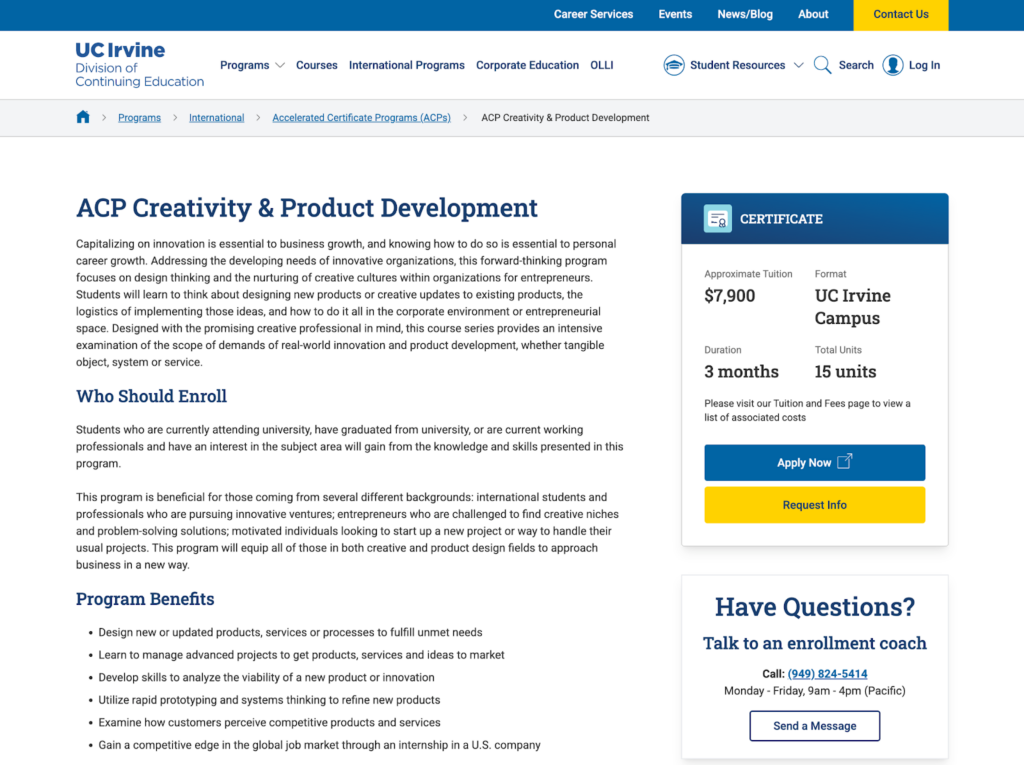 ACP Creativity & Product Development from UC Irvine
