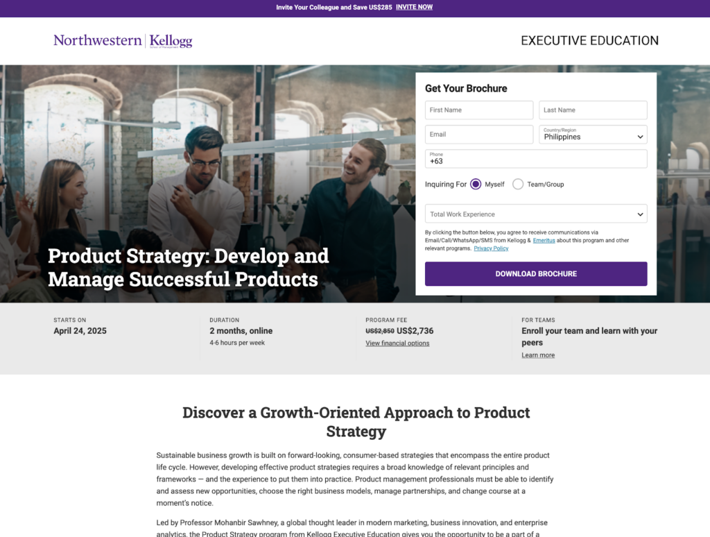 Product Strategy: Develop and Manage Successful Products certificate