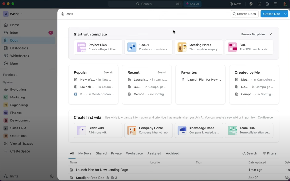 ClickUp Docs offers collaborative editing