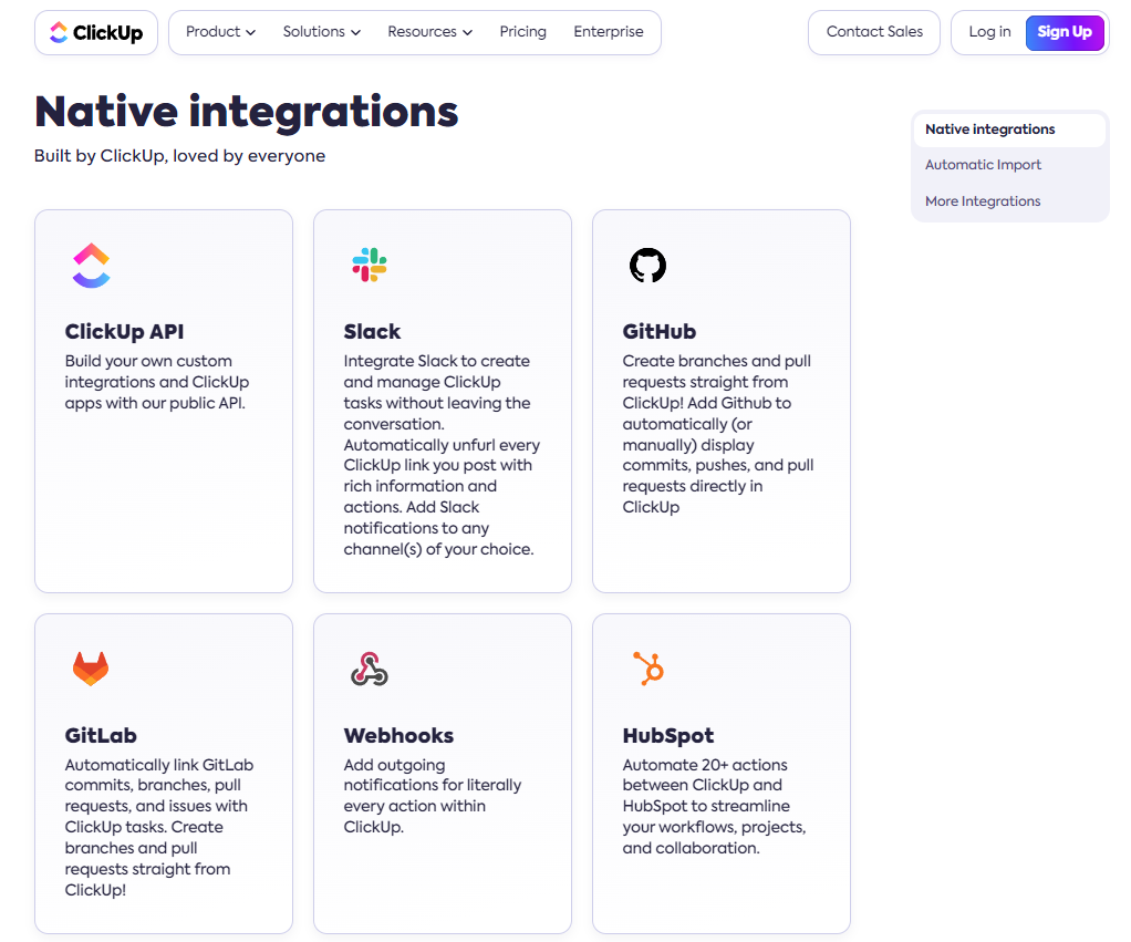 ClickUp integrates with numerous tools