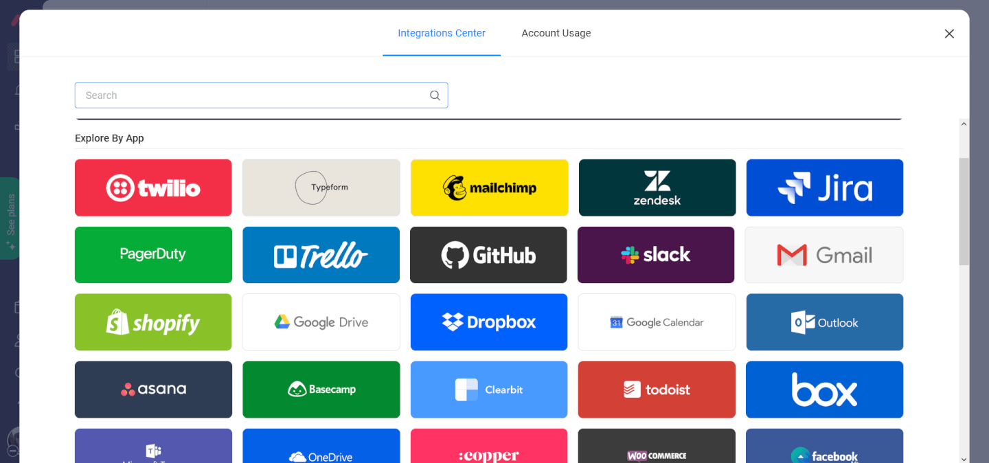 monday.com Integrations Screenshot
