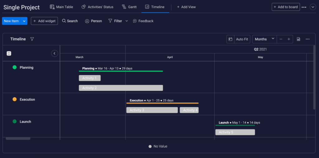 monday.com Product Roadmap Screenshot