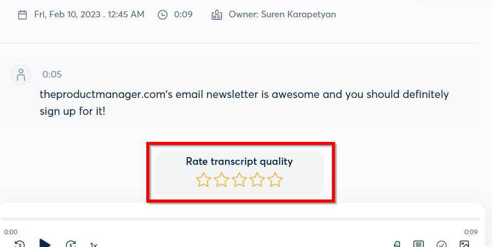 screenshot of otter transcription service