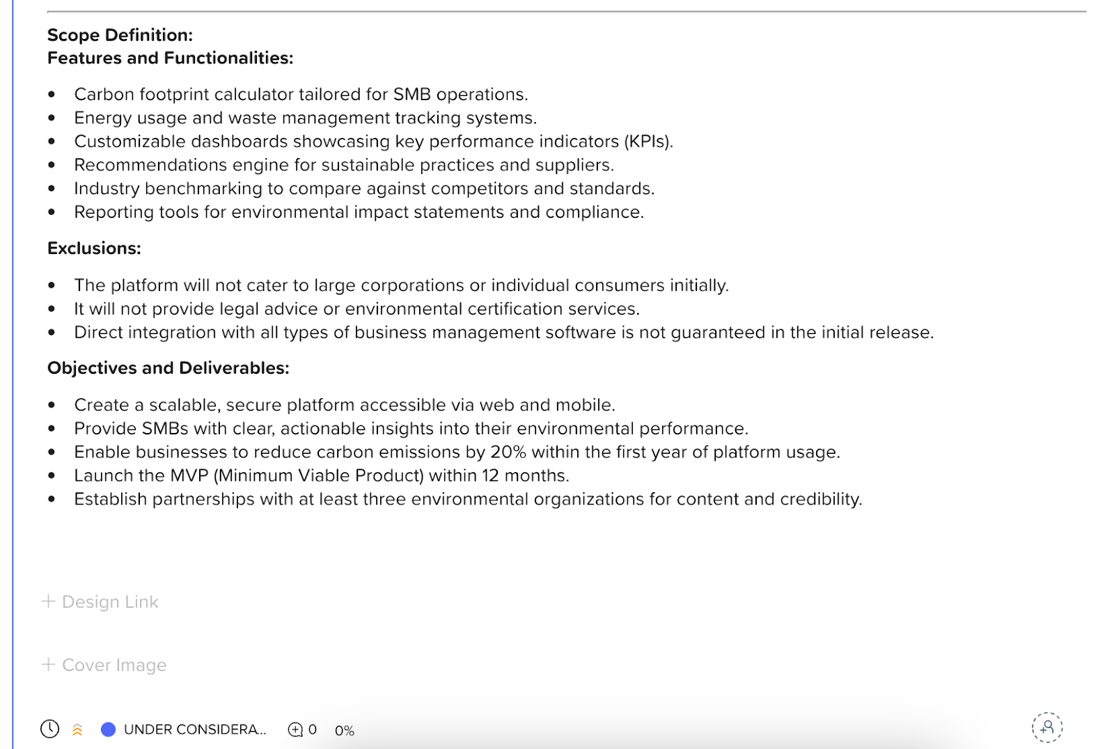 how to do a feasibility study scope definition screenshot