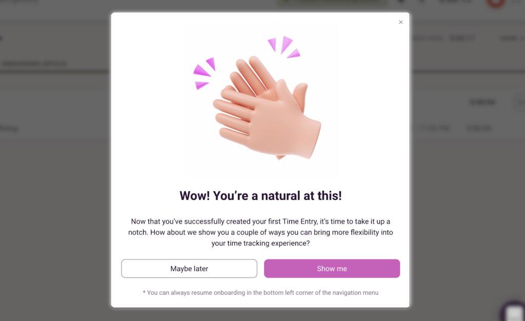 toggl screenshot