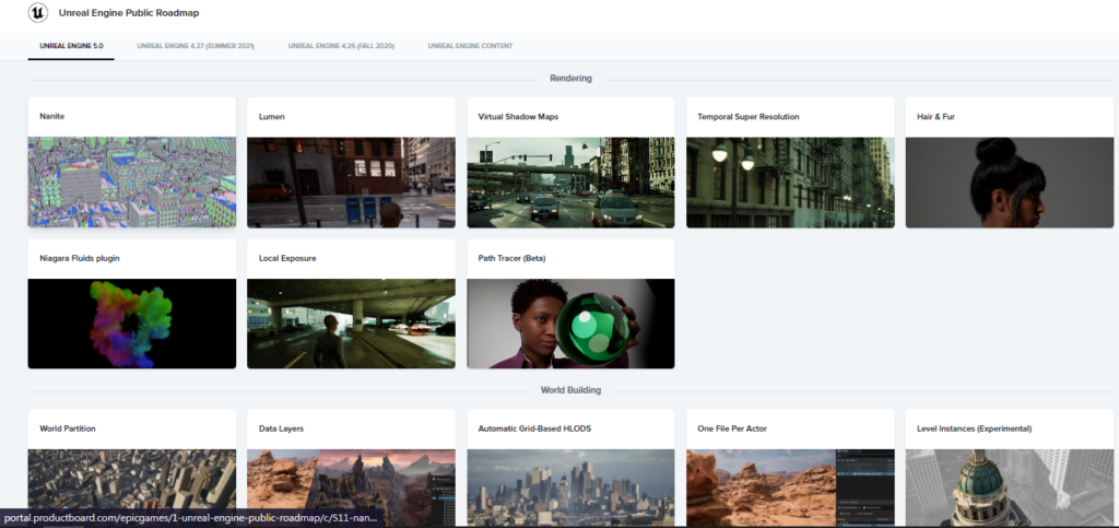 unreal engine roadmap screenshot