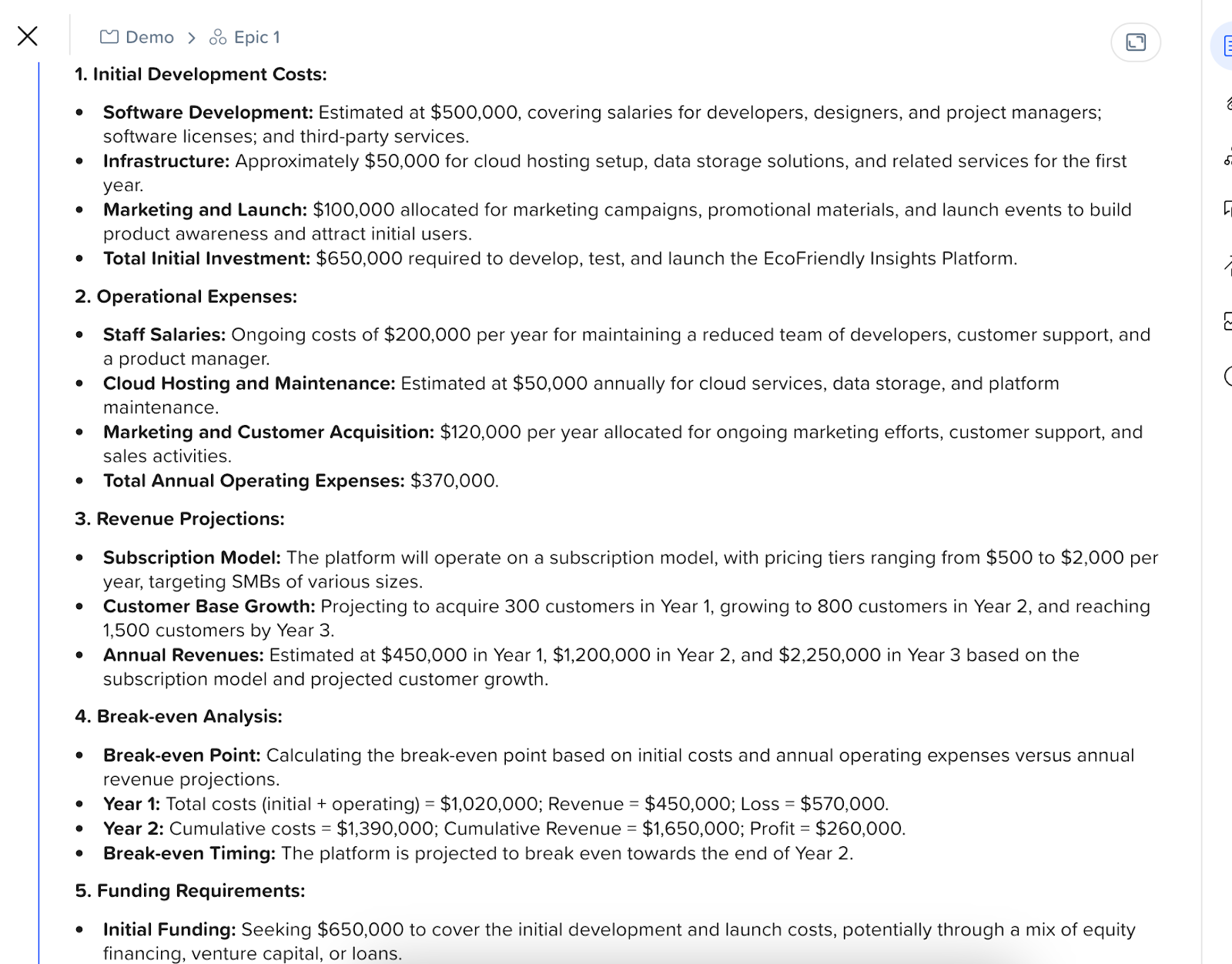 how to do a feasibility study financial feasibility analysis screenshot