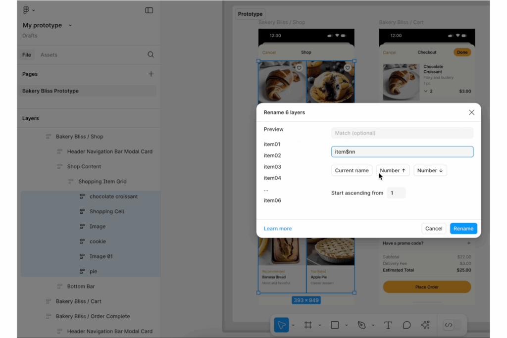 Layer renaming in Figma screenshot