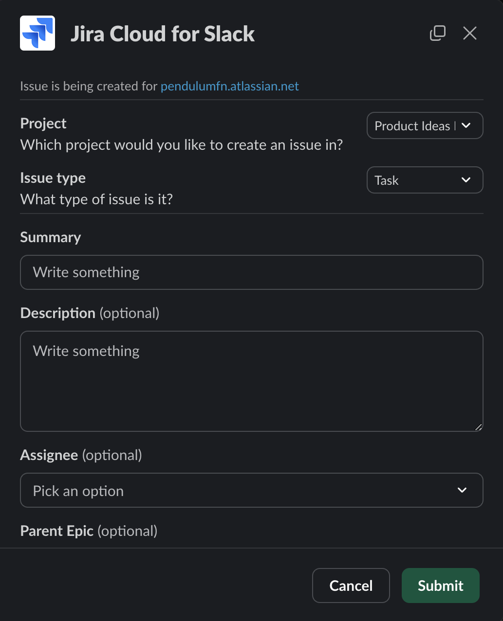 jira cloud for slack screenshot