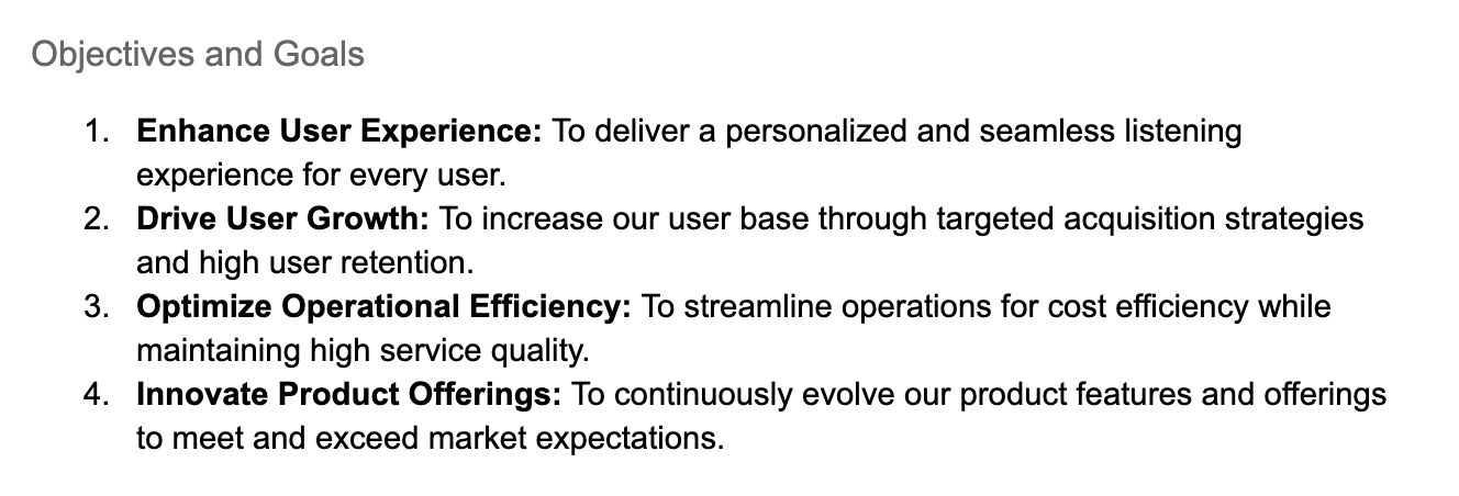 objectives and goals