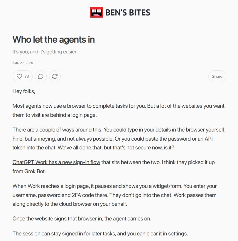 Sample newsletter from the Ben's Bites newsletter